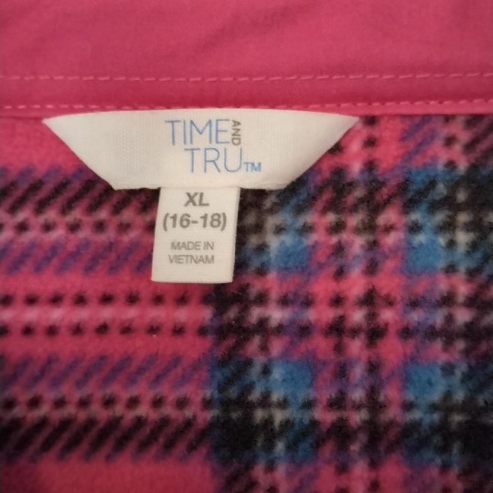 Time And Tru Pink Plaid Flannel Shirt - Picture 4 of 5